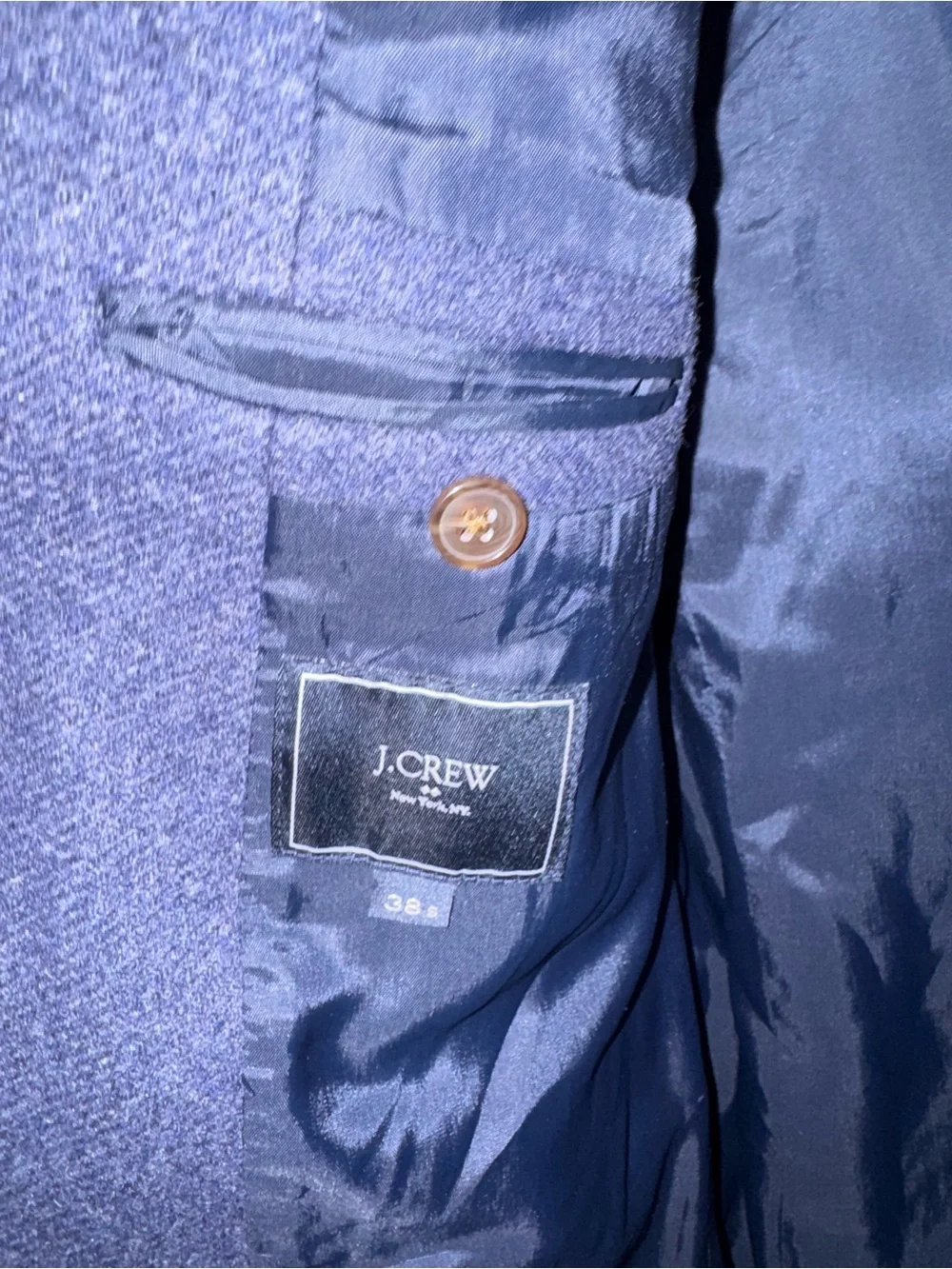 The J.Crew Men's Blue Wool Ludlow Blazer Suede Elbow Patches Size 38 S